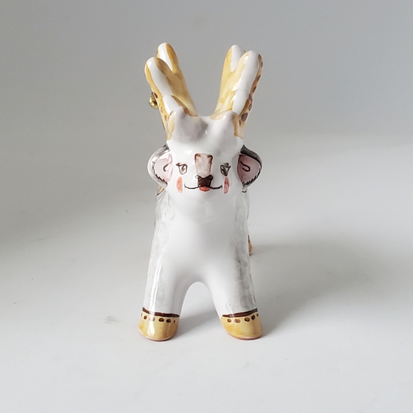 Handpainted Reindeer Ornament Handmade in Russia Vintage Ceramic Christmas Decor - Picture 3 of 9